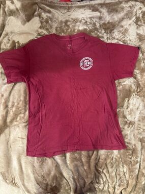 Vans Burgundy Crewneck Graphic Tee with White Logo